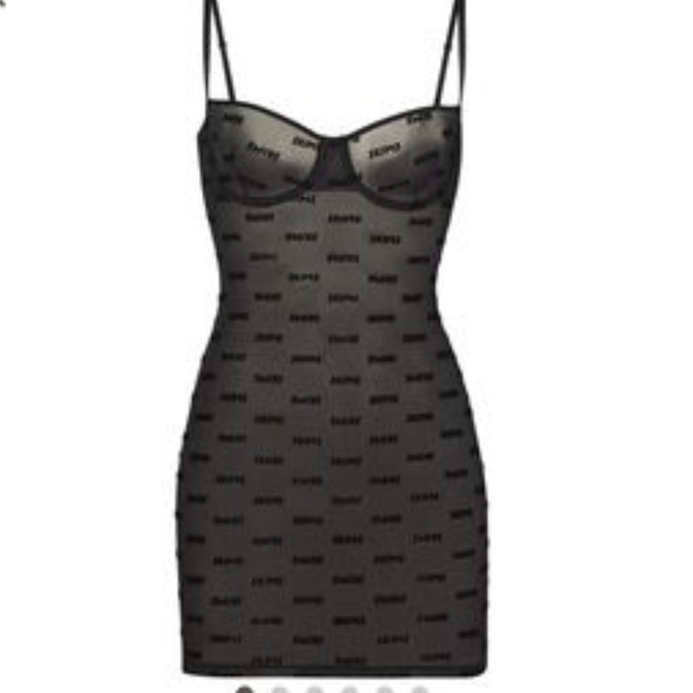 NWT! SKIMS After Hours Slip Dress ONYX Black / XX-Small